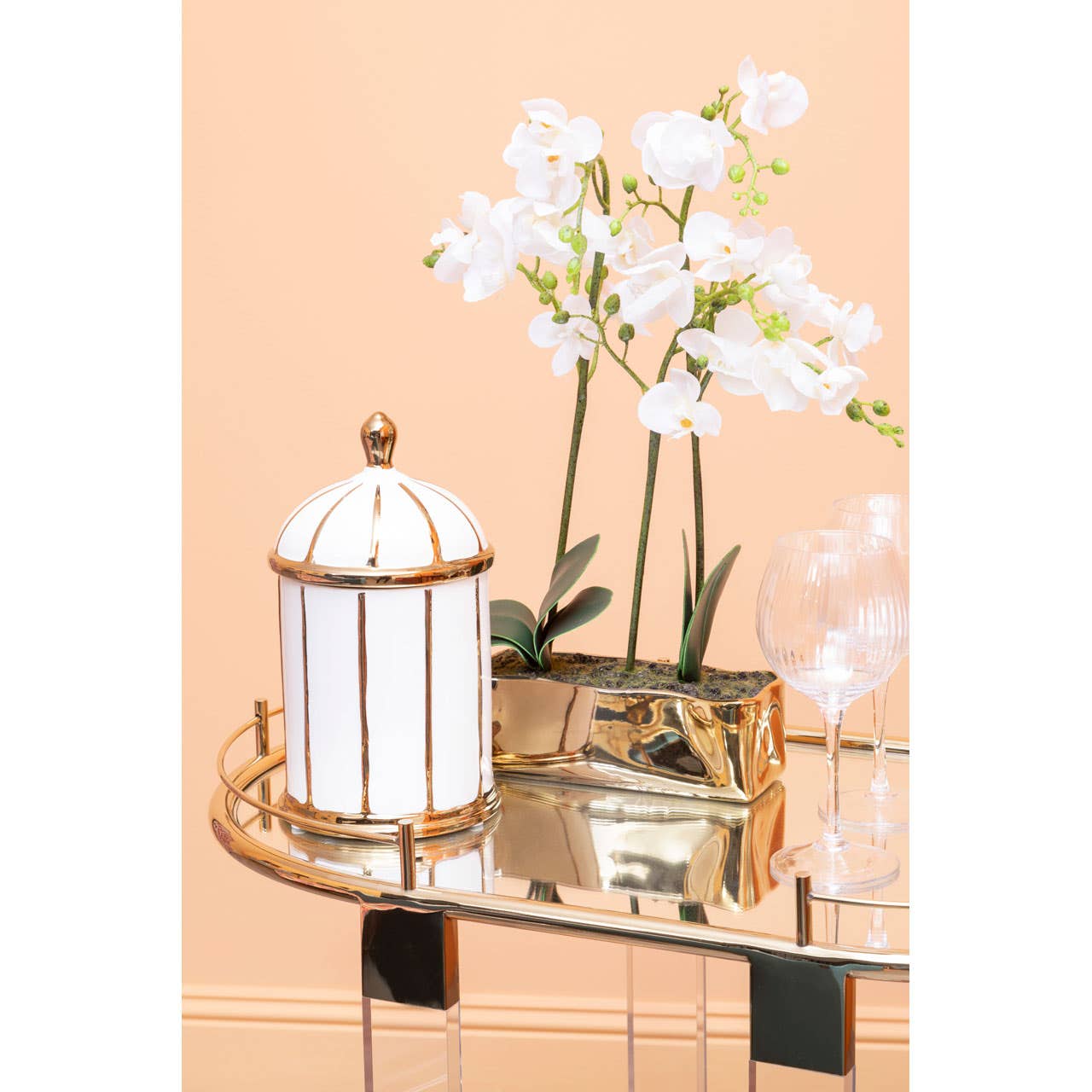 Oria Bar Trolley With Warm Metallic Frame