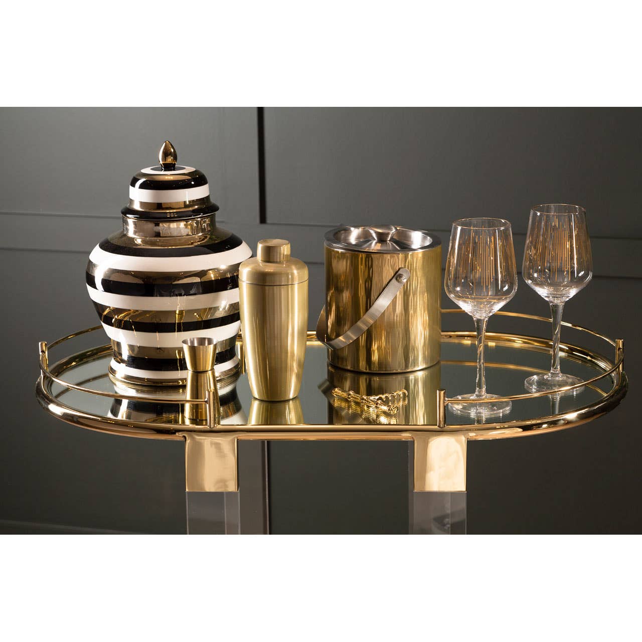 Oria Bar Trolley With Warm Metallic Frame