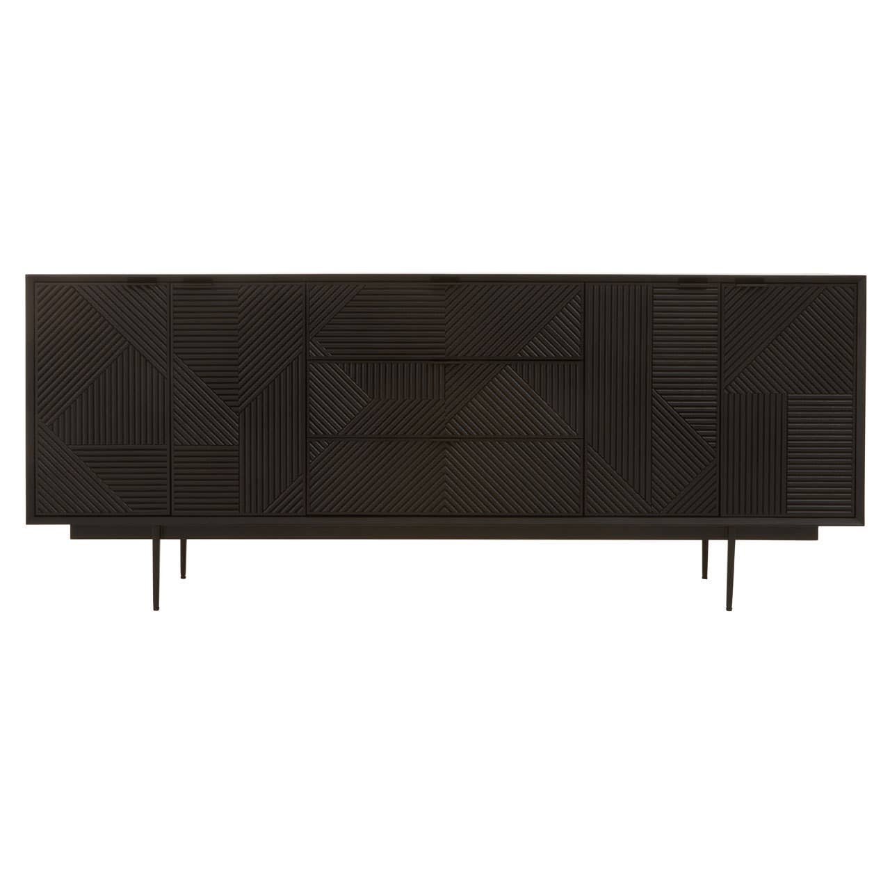 Jakara Black Wood Sideboard With Metal Legs
