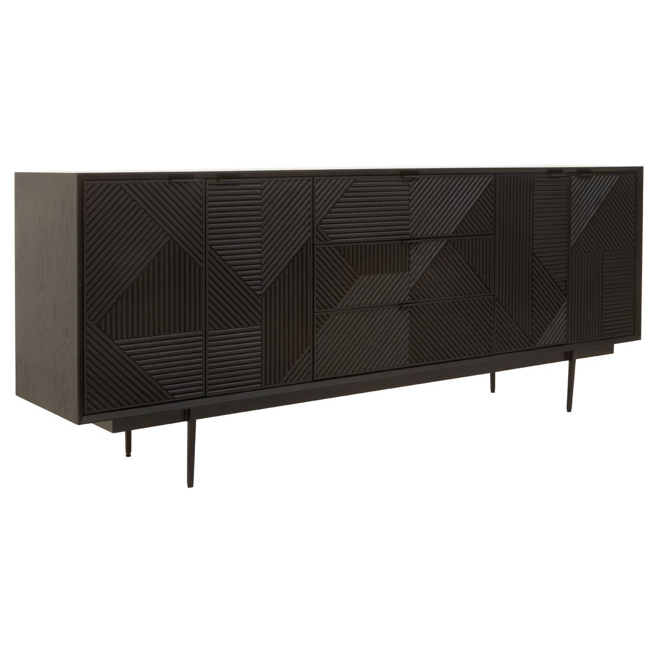 Jakara Black Wood Sideboard With Metal Legs