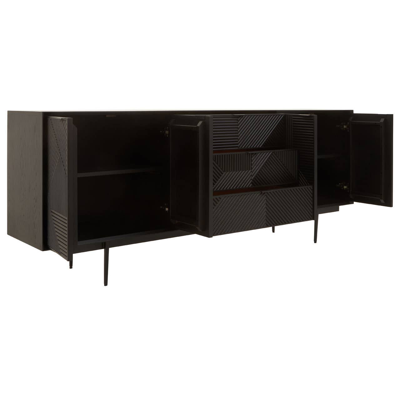Jakara Black Wood Sideboard With Metal Legs