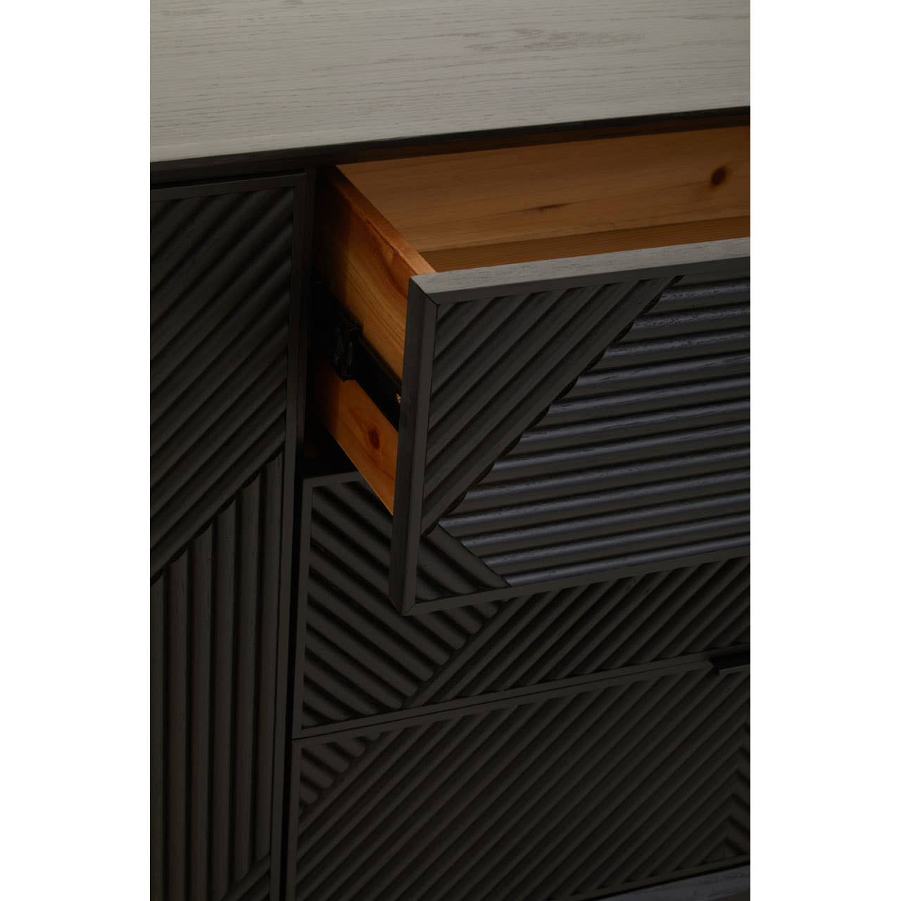 Jakara Black Wood Sideboard With Metal Legs