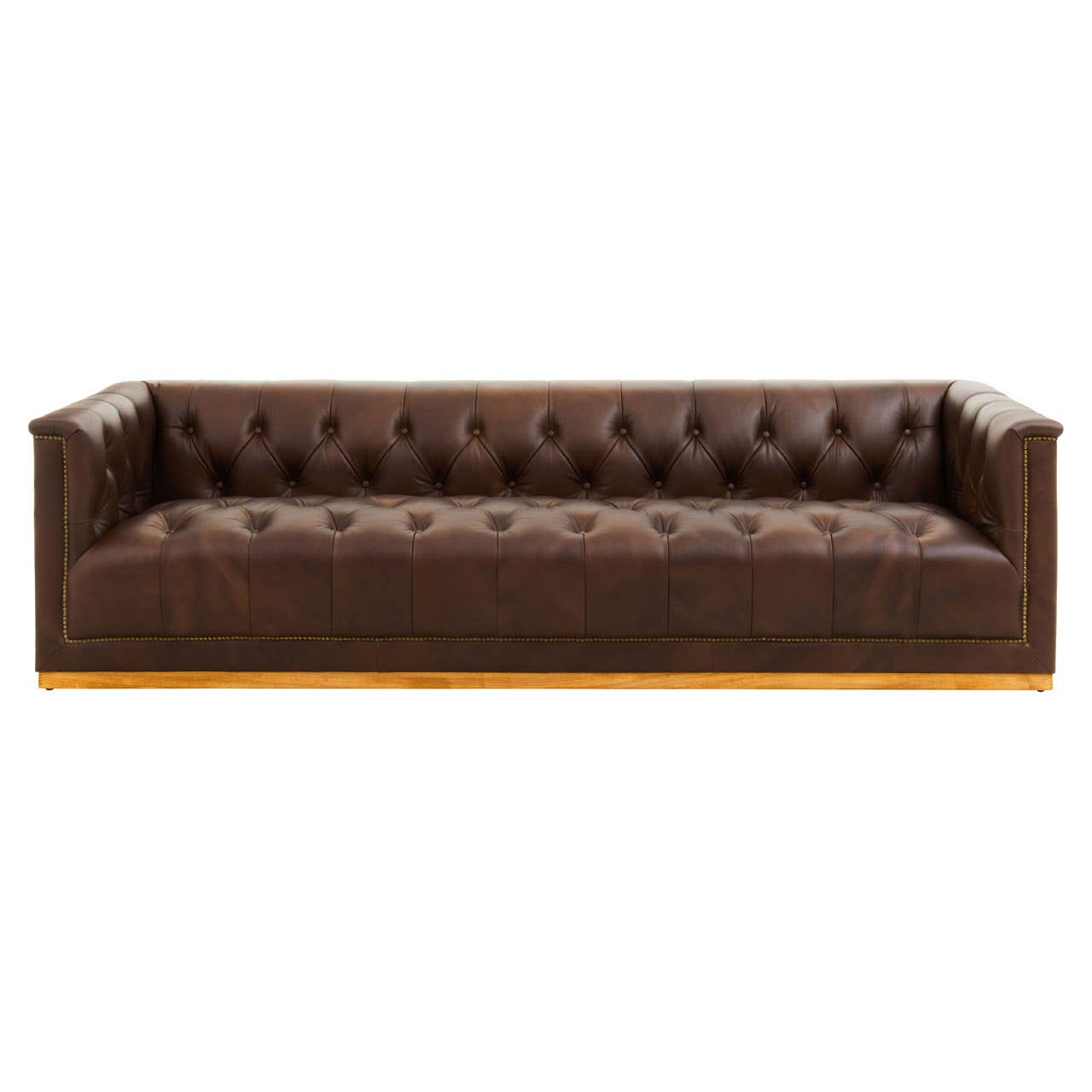 King Three Seat Brown Leather Sofa