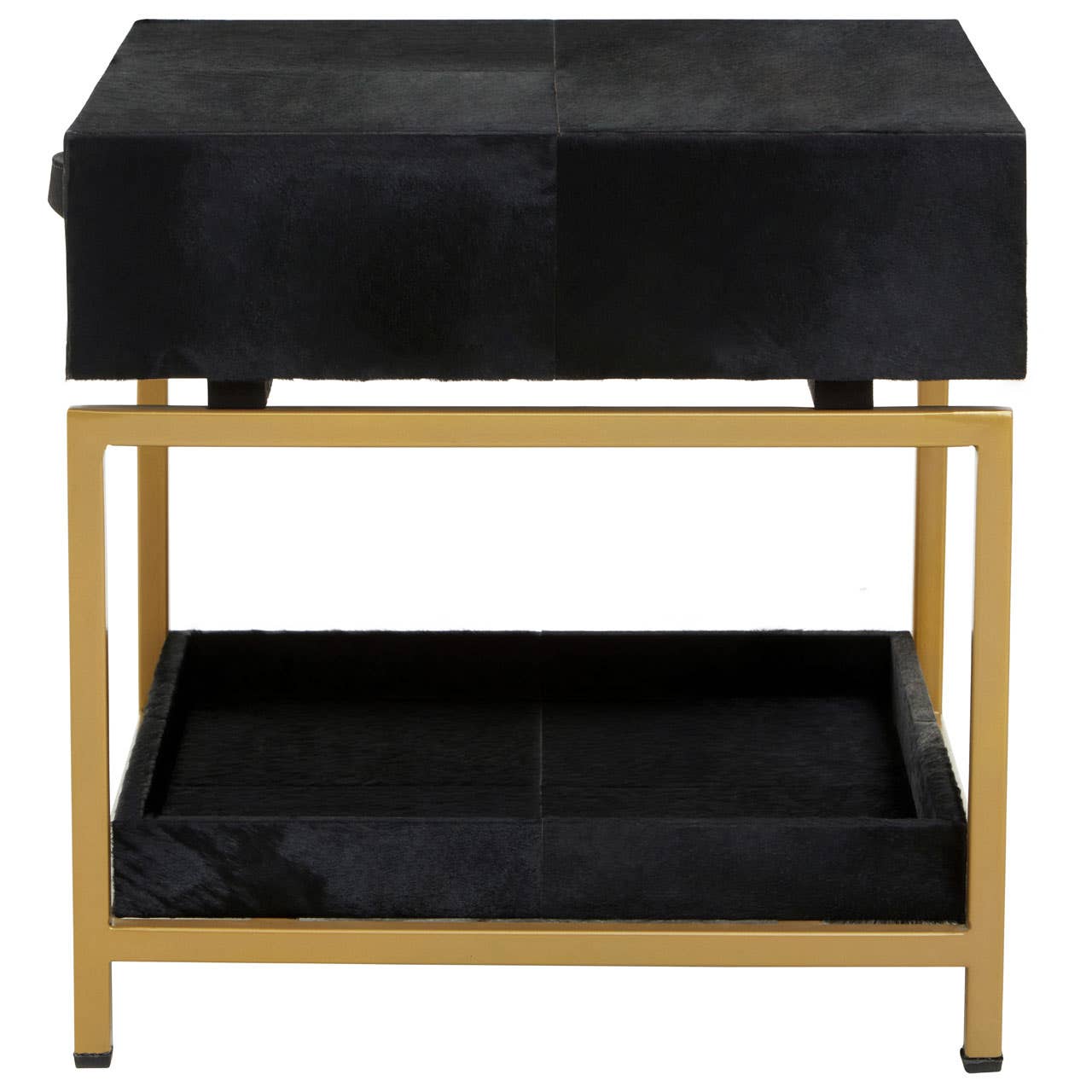 Kensington Townhouse Hair On Hide Black And Gold Bedside Table