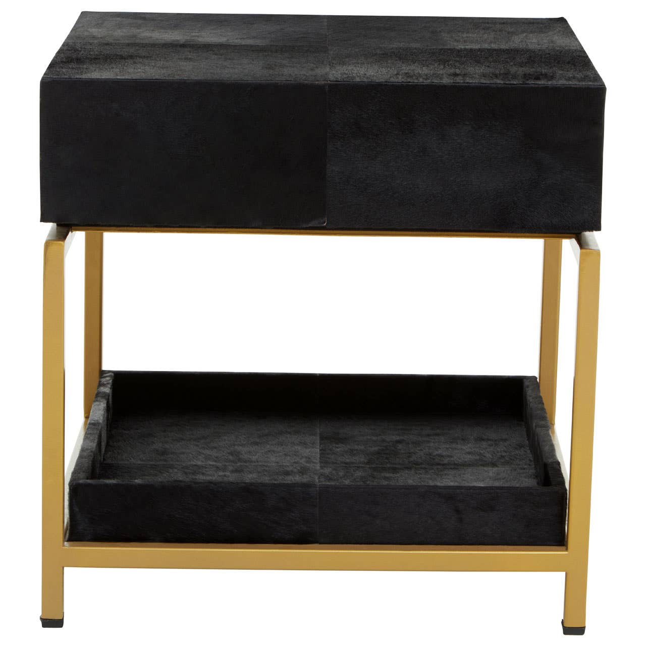 Kensington Townhouse Hair On Hide Black And Gold Bedside Table