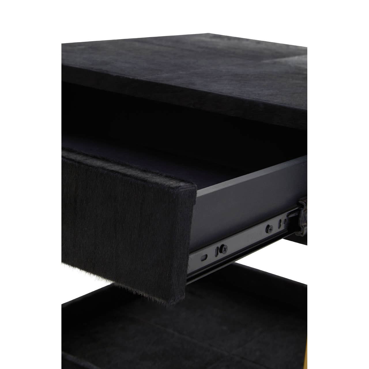 Kensington Townhouse Hair On Hide Black And Gold Bedside Table
