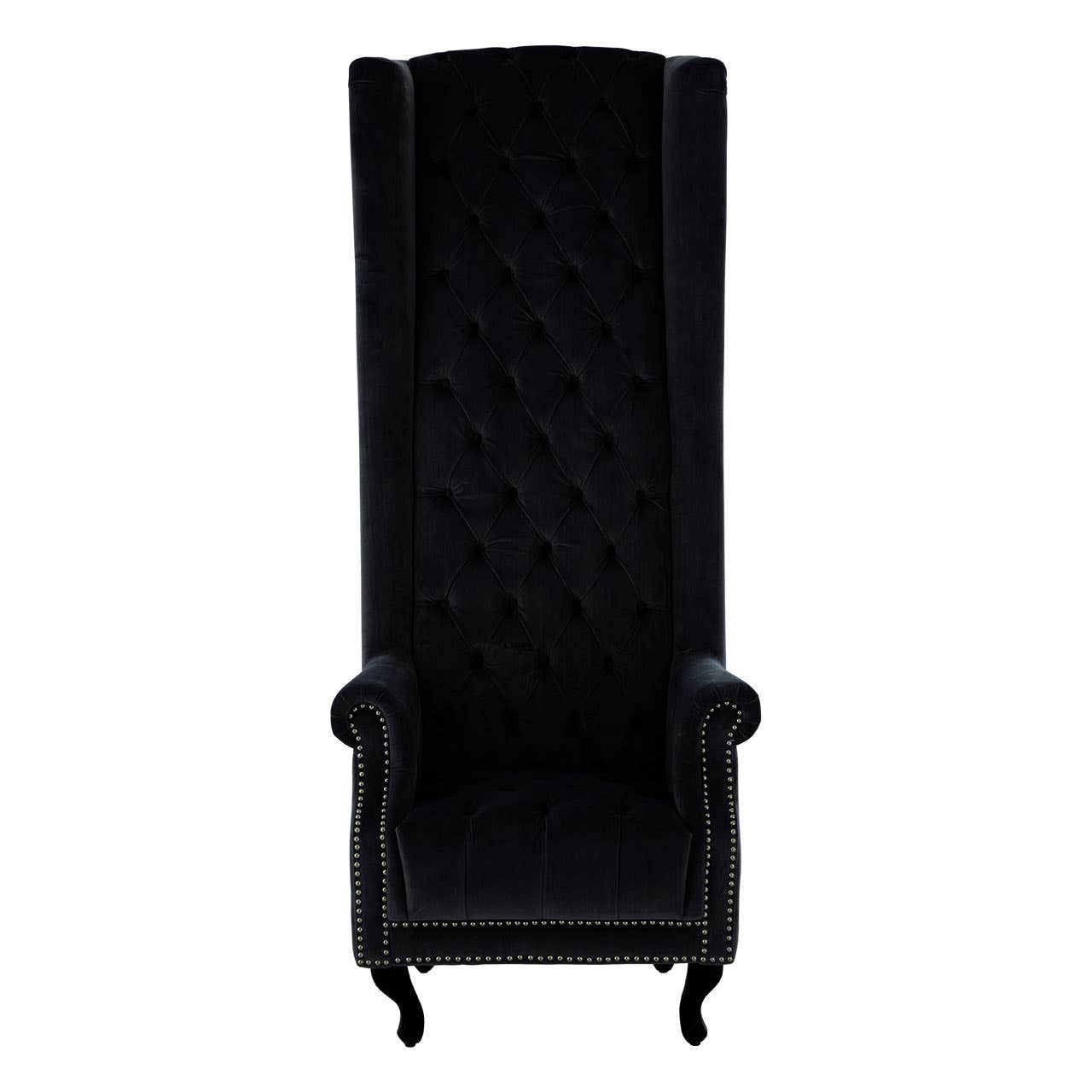 Regents Park Black Velvet Tall Porter Chair