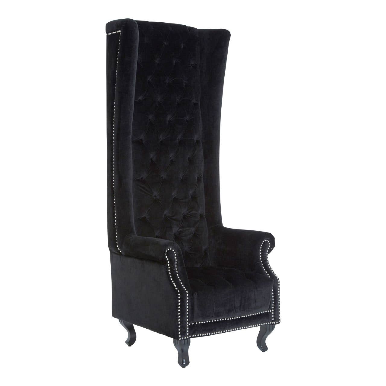 Regents Park Black Velvet Tall Porter Chair