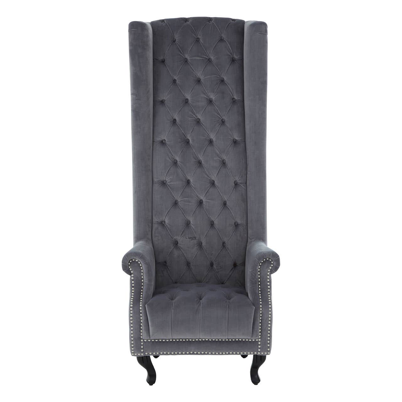 Regents Park Grey Velvet Tall Porter Chair