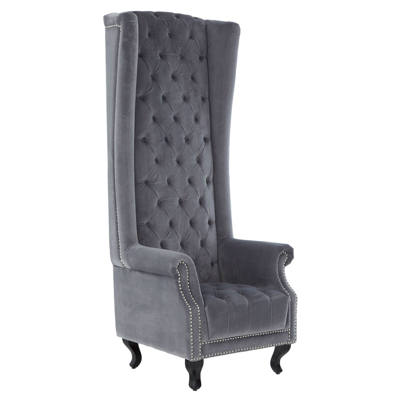 Regents Park Grey Velvet Tall Porter Chair