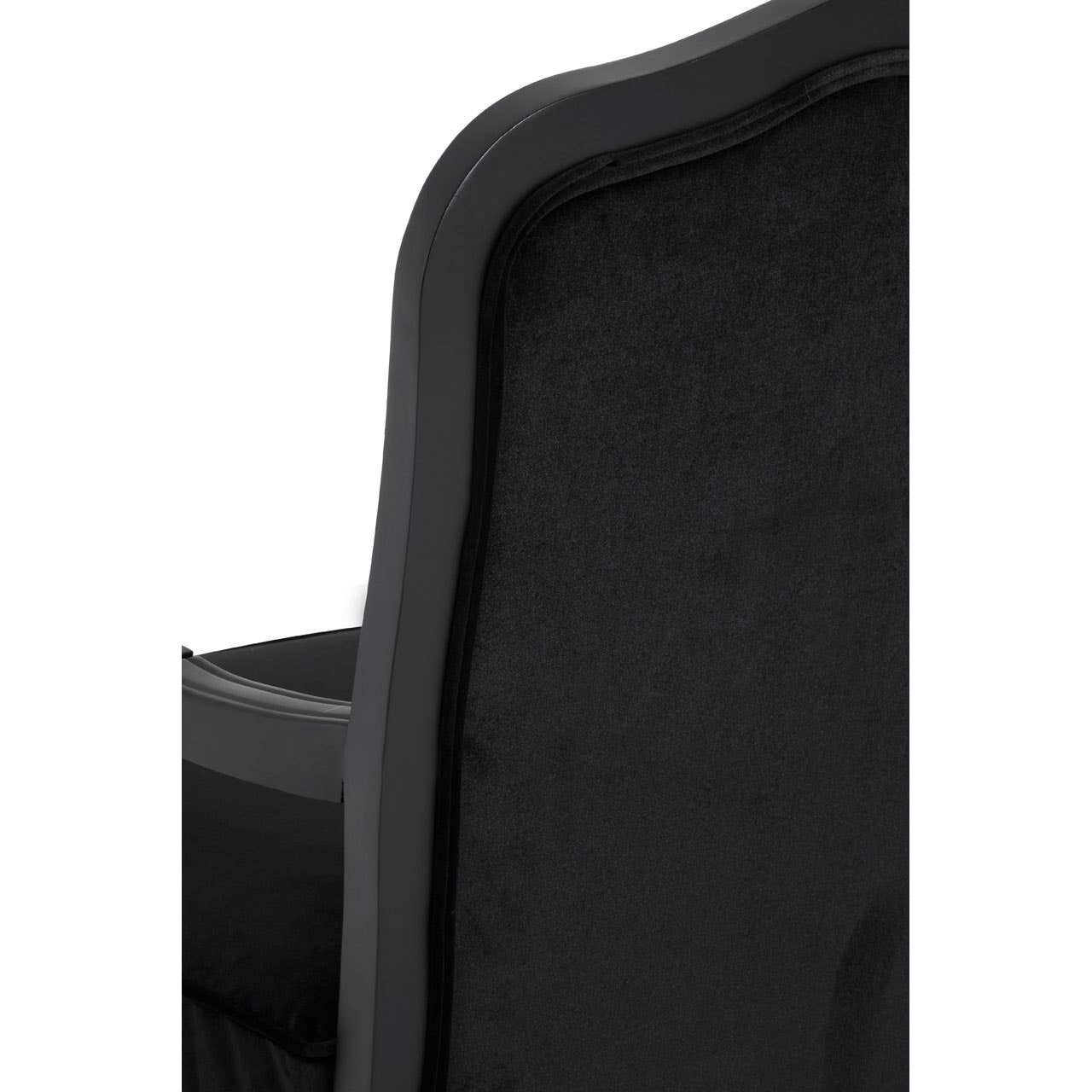 ROCOCO BLACK SHINY VELVET CHAIR & FOOTSTOOL