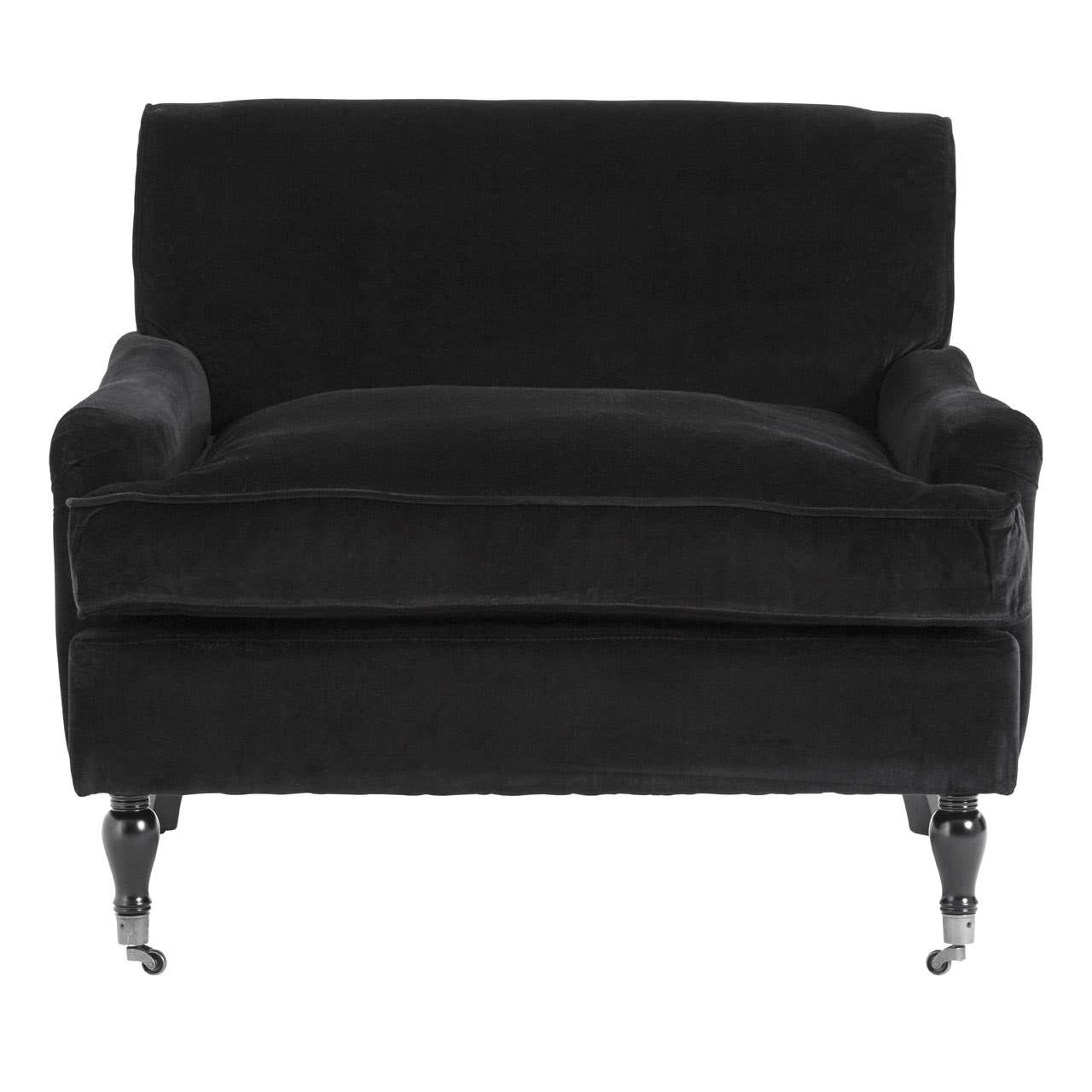 Black Cotton Velvet Large Plush Armchair