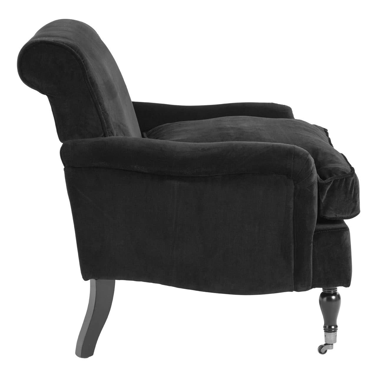 Black Cotton Velvet Large Plush Armchair