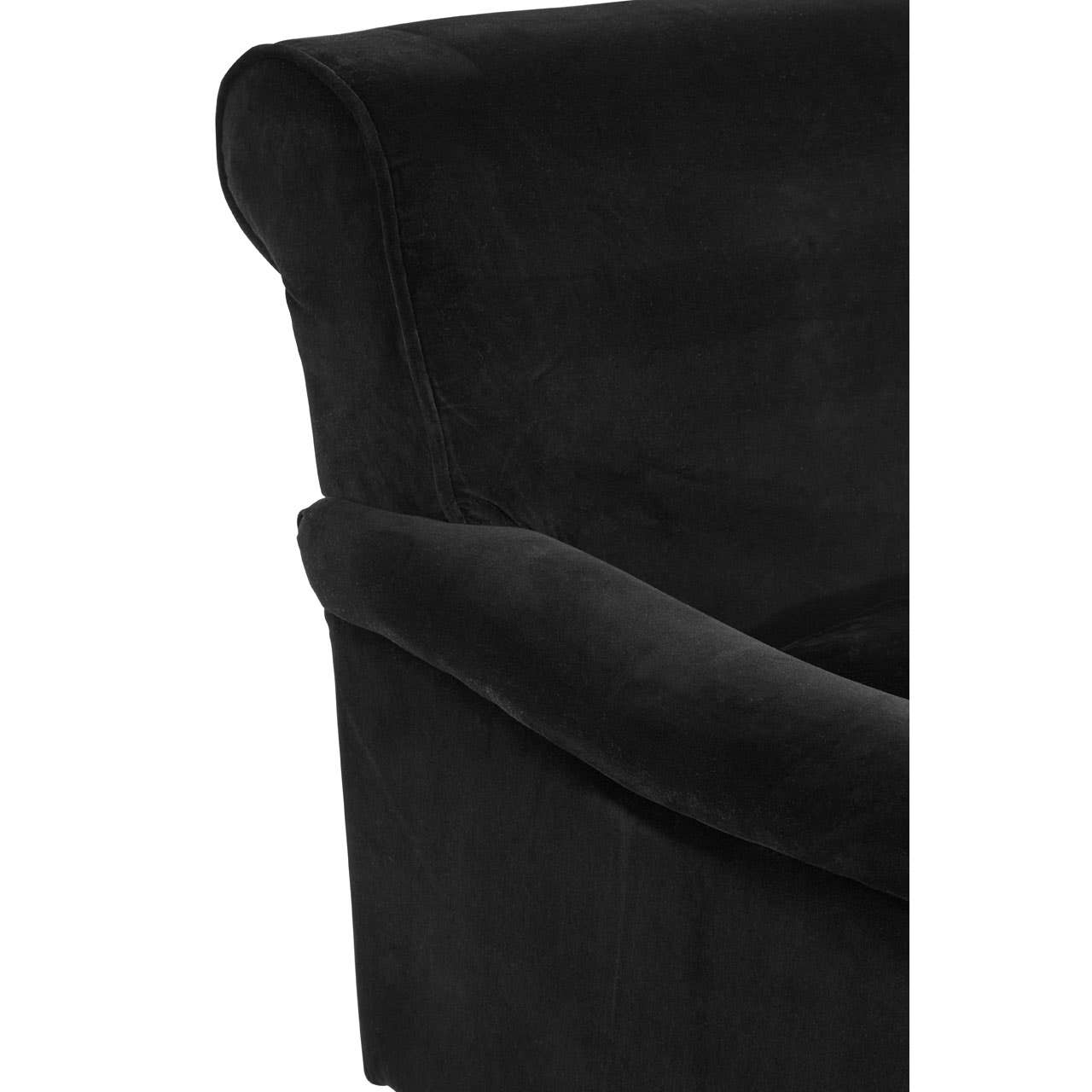 Black Cotton Velvet Large Plush Armchair