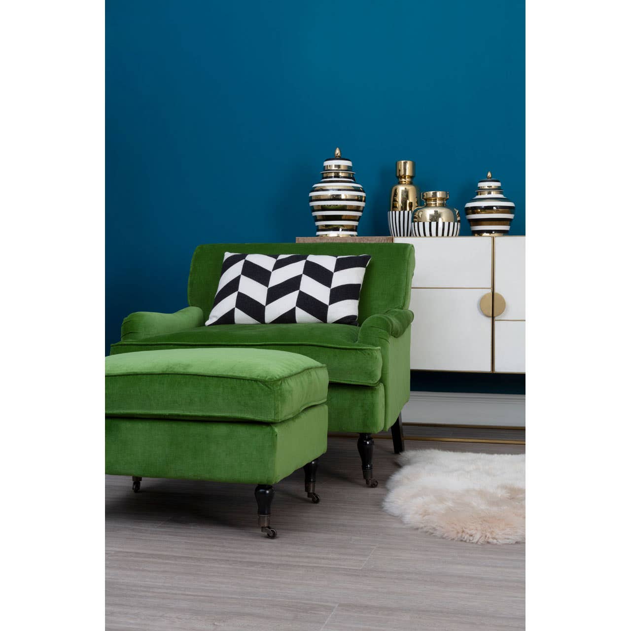 Green Velvet Large Plush Armchair