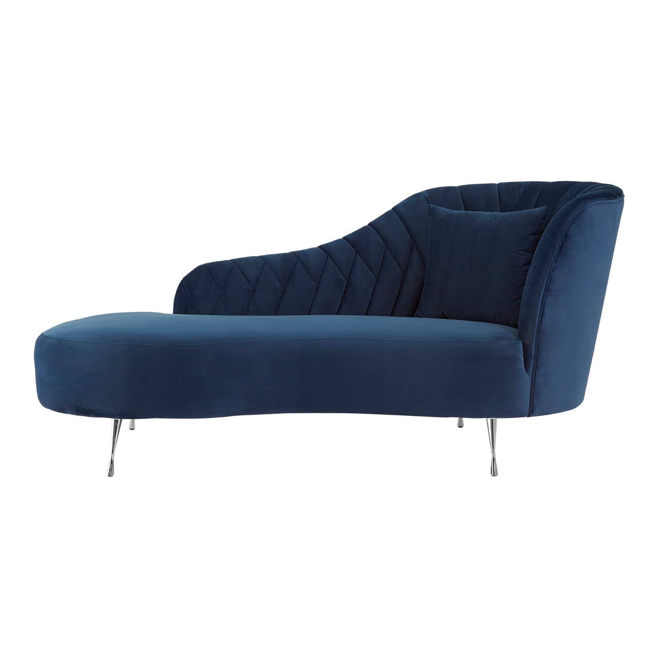 Rene Dark Blue Velvet Right Arm Chaise Longue