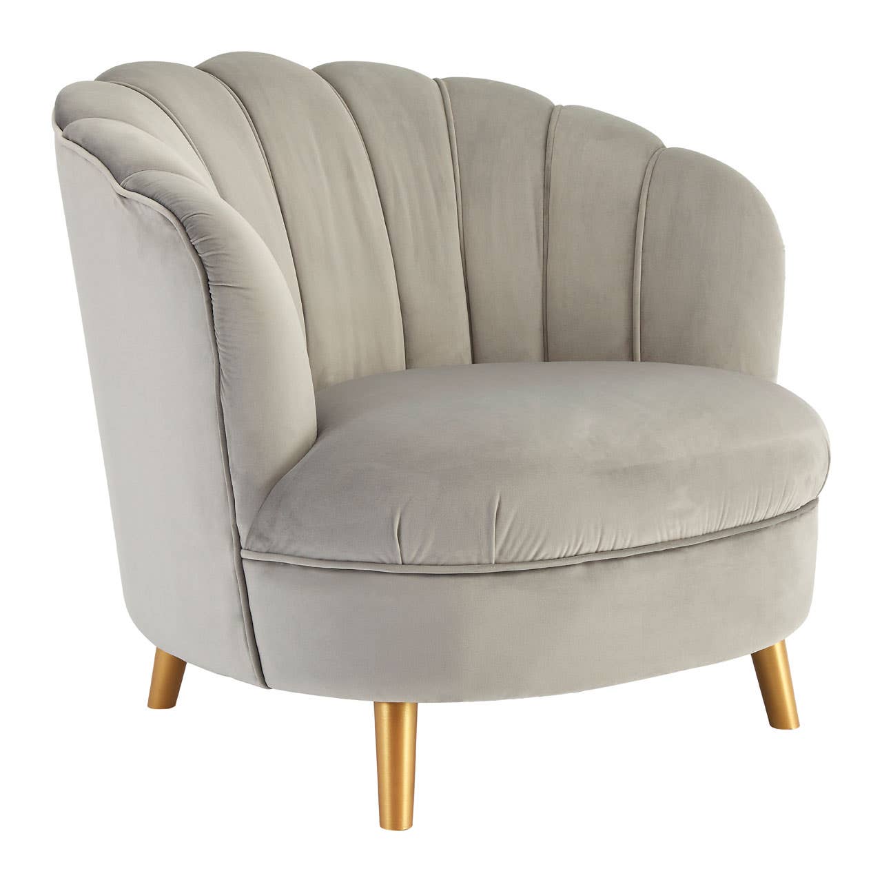 Orlina Grey Velvet Chair With Gold Wood Legs