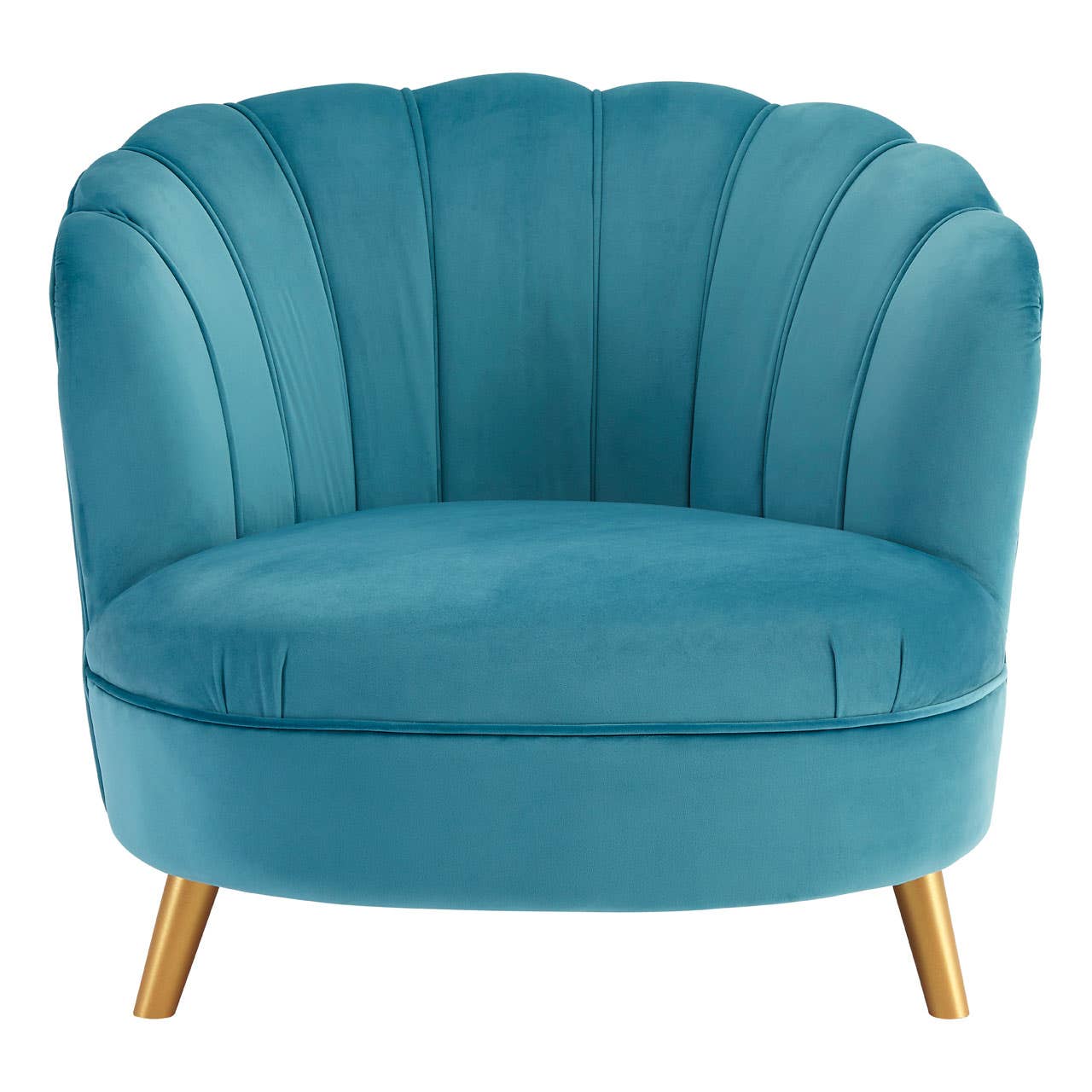 Orlina Blue Velvet Chair With Gold Wood Legs