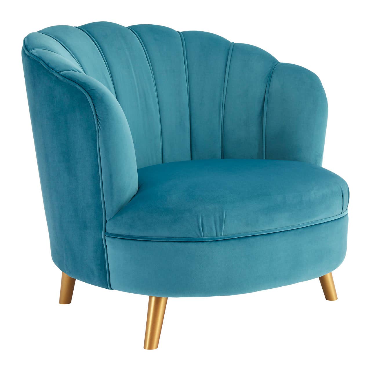 Orlina Blue Velvet Chair With Gold Wood Legs