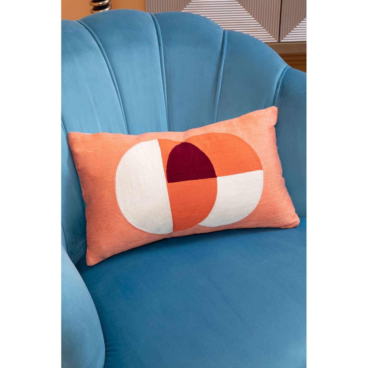 Orlina Blue Velvet Chair With Gold Wood Legs