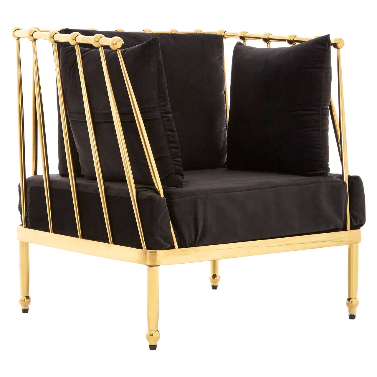 Novo Chair With Gold Finish Tapered Arms