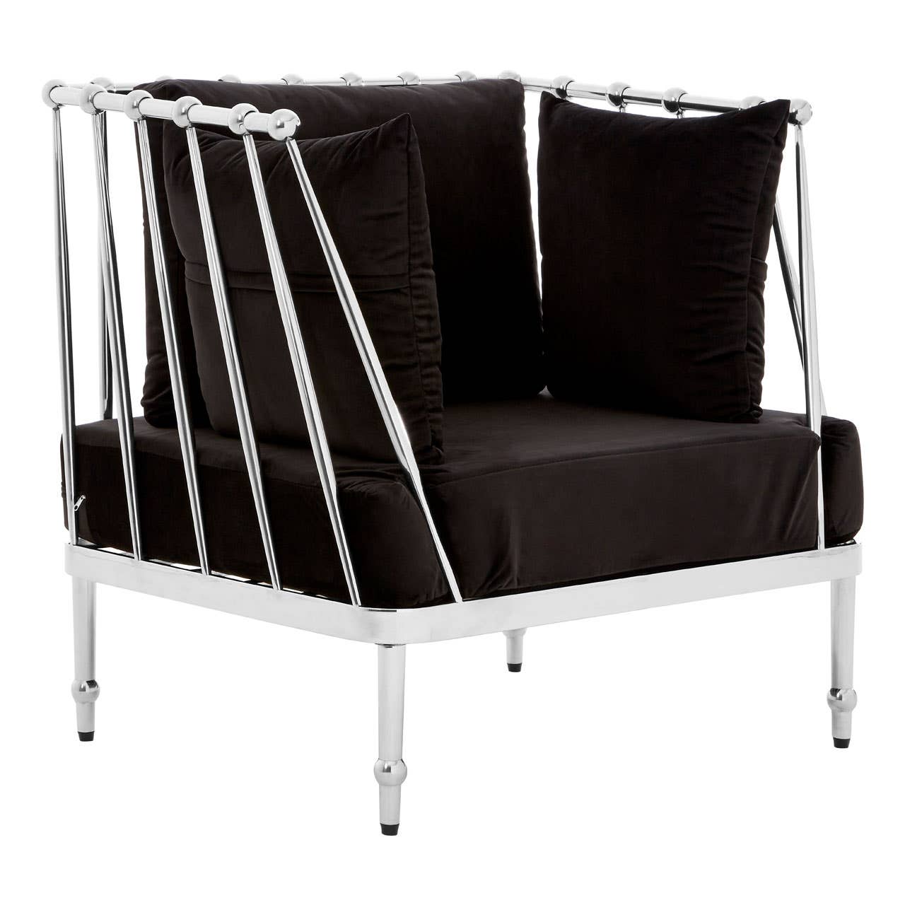 Novo Chair With Silver Finish Tapered Arms