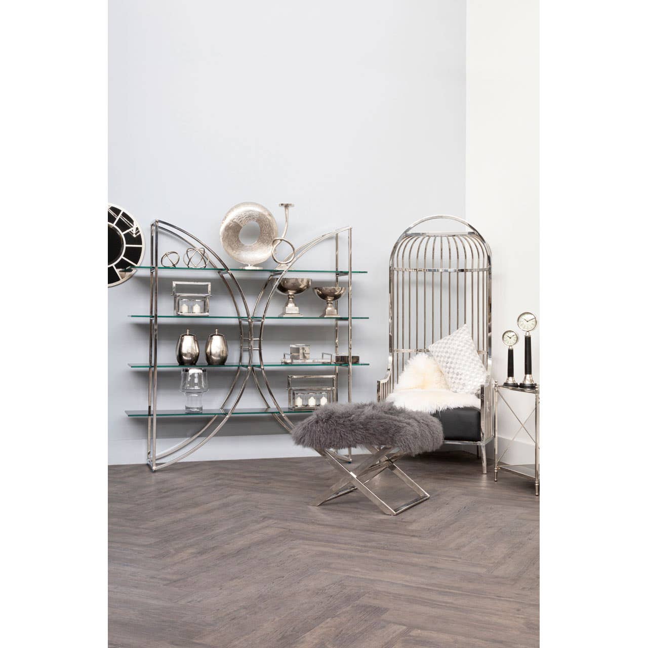 Eliza Silver Finish Dome Cage Chair