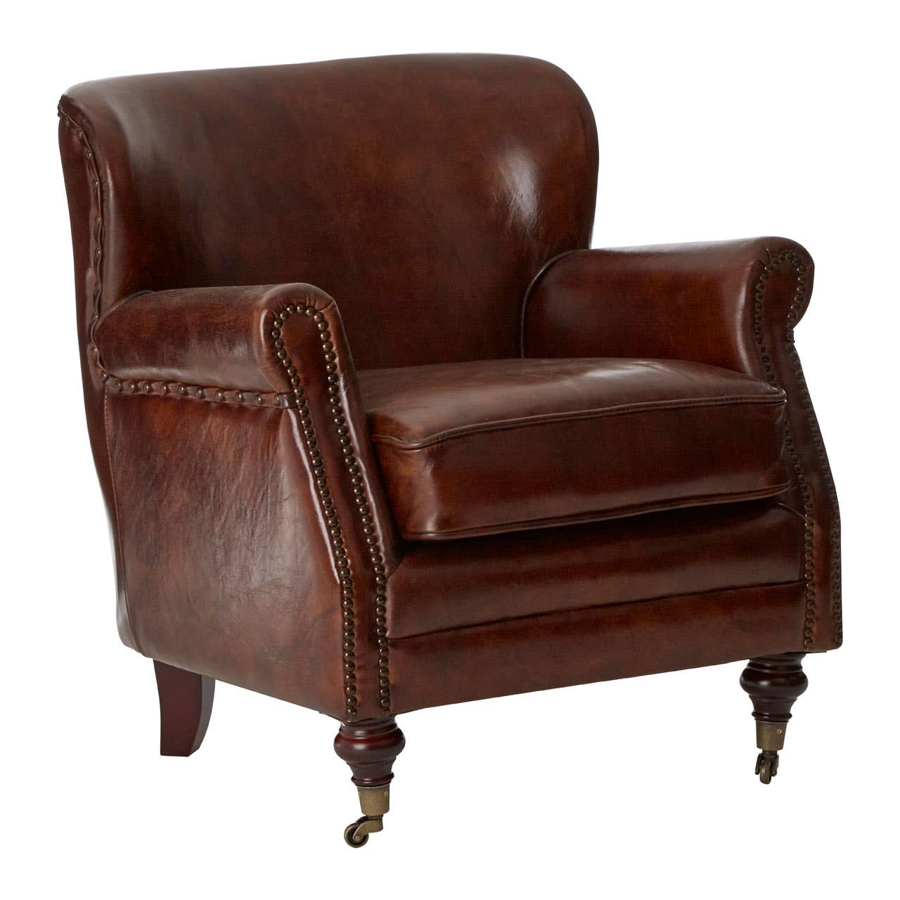Victor Mocha Brown Leather Classic Armchair