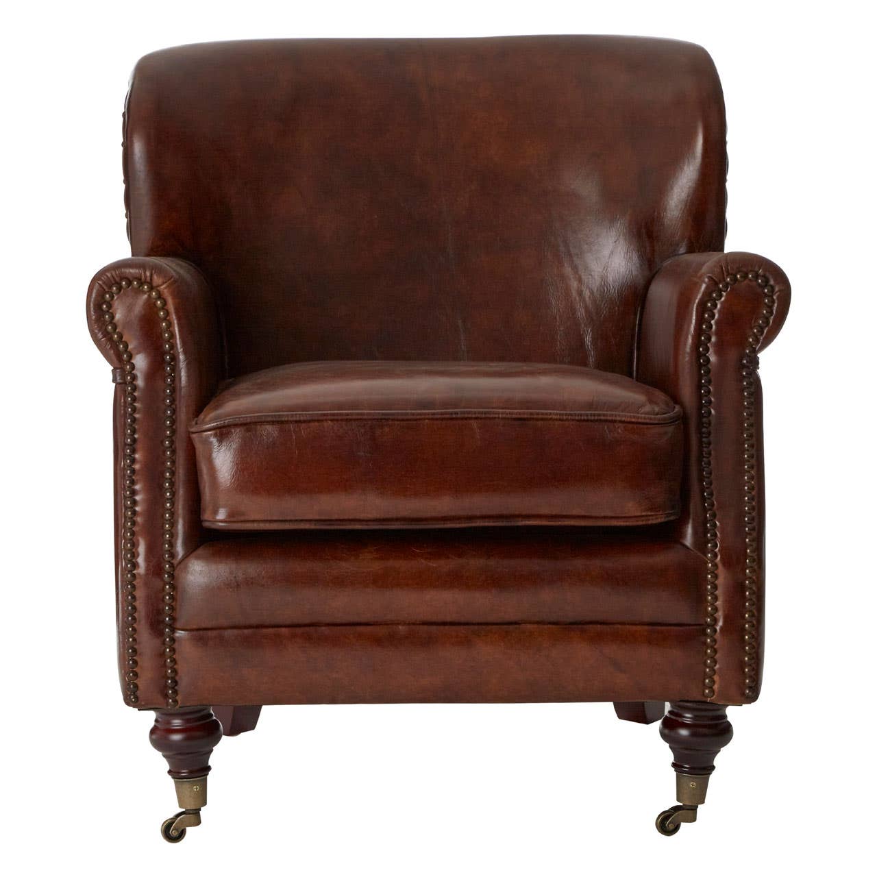 Victor Mocha Brown Leather Classic Armchair