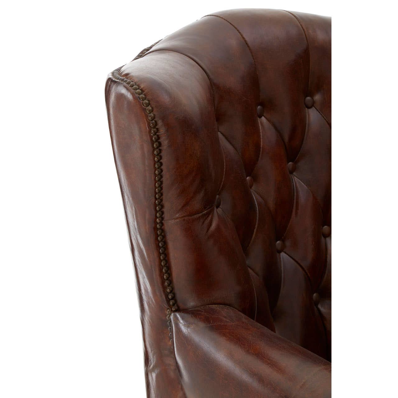 VICTOR BROWN LEATHER SCROLL ARMCHAIR
