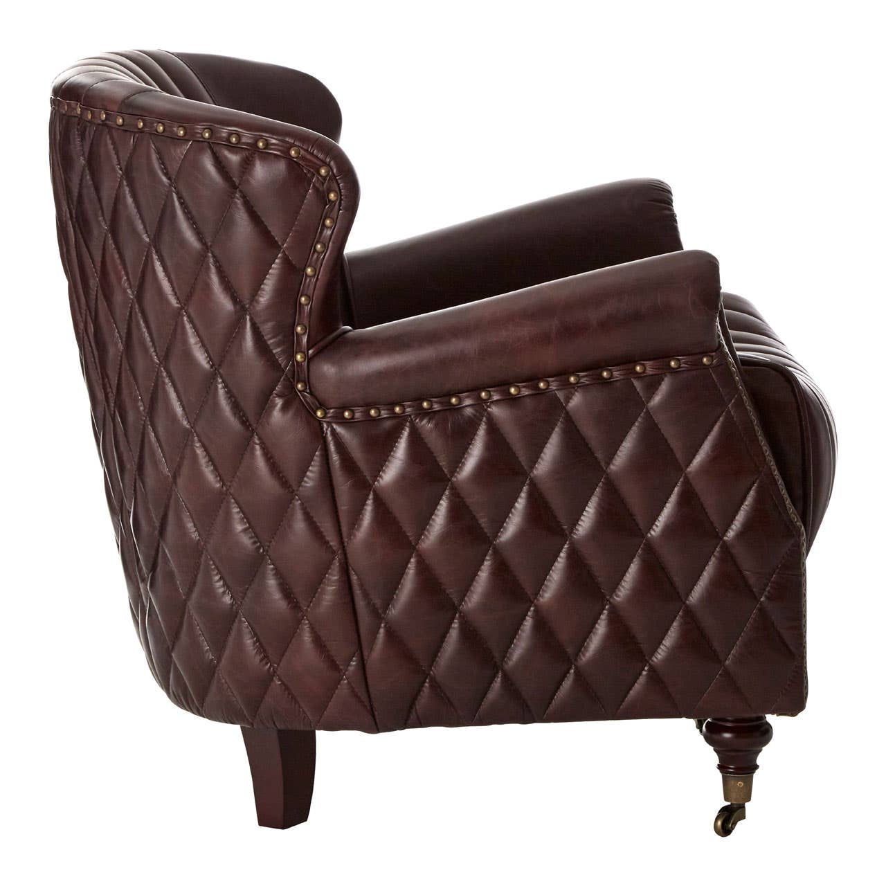 VICTOR COFFEE LEATHER WINGED ARMCHAIR
