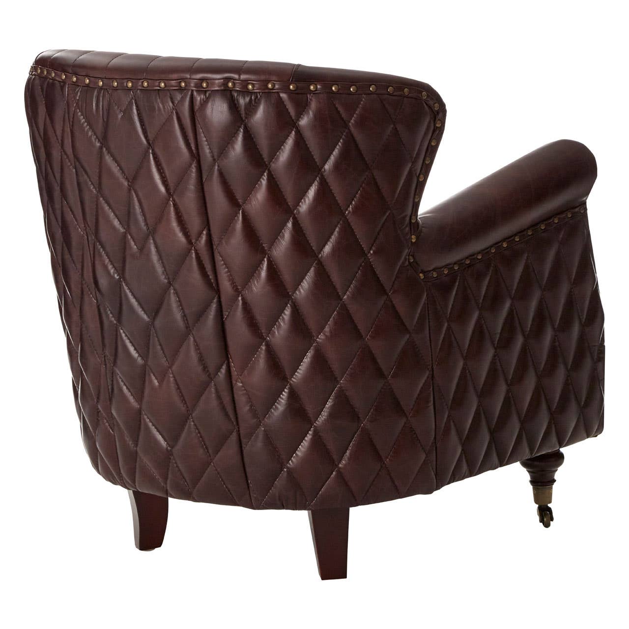 VICTOR COFFEE LEATHER WINGED ARMCHAIR