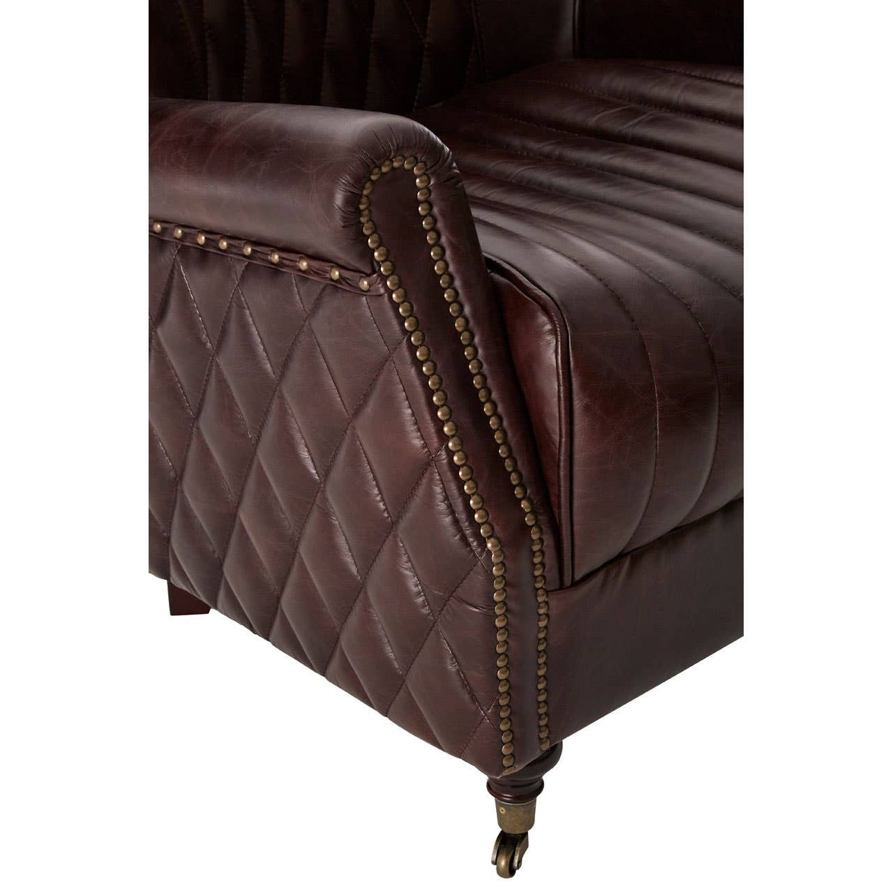 VICTOR COFFEE LEATHER WINGED ARMCHAIR