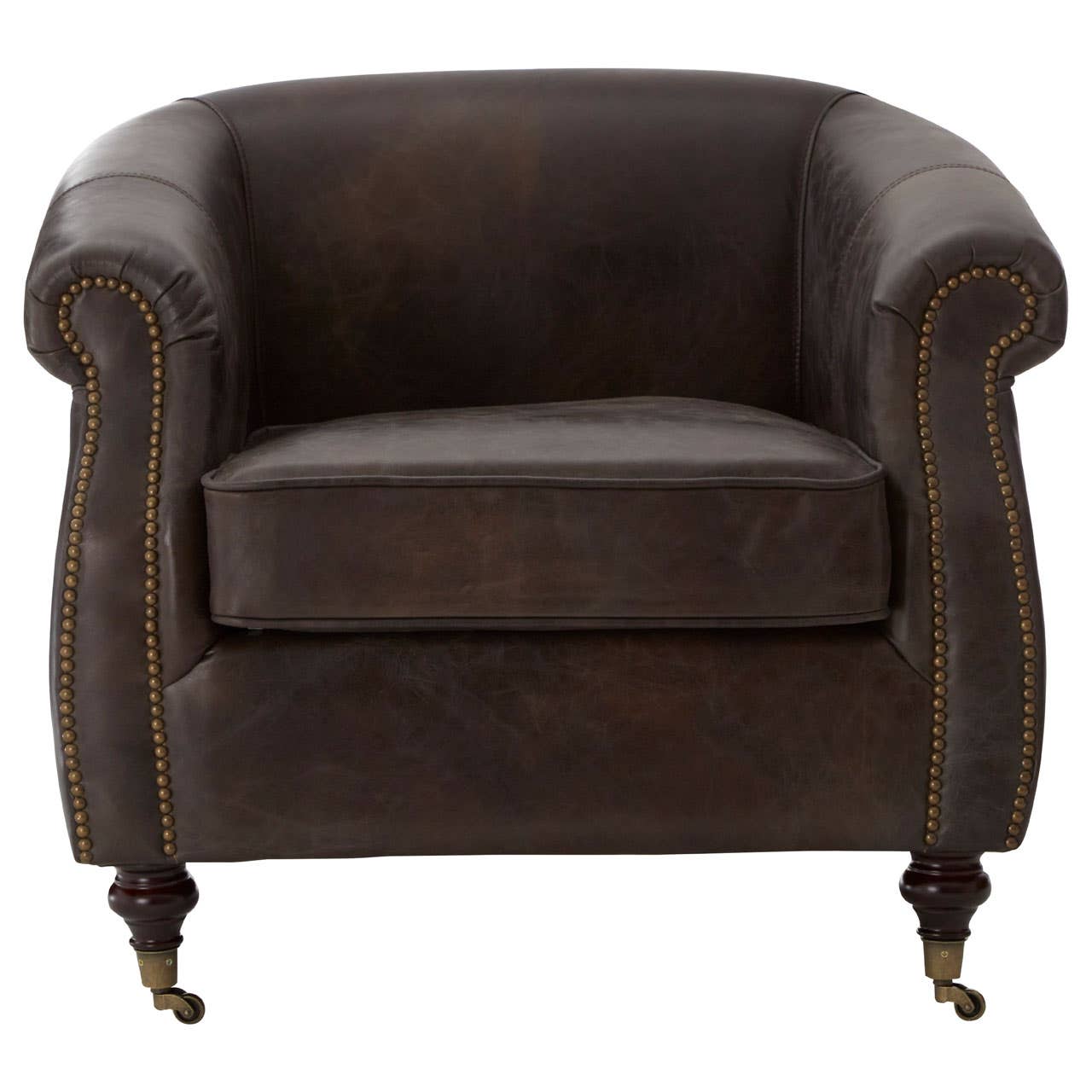 VICTOR GREY LEATHER WINGED ARMCHAIR