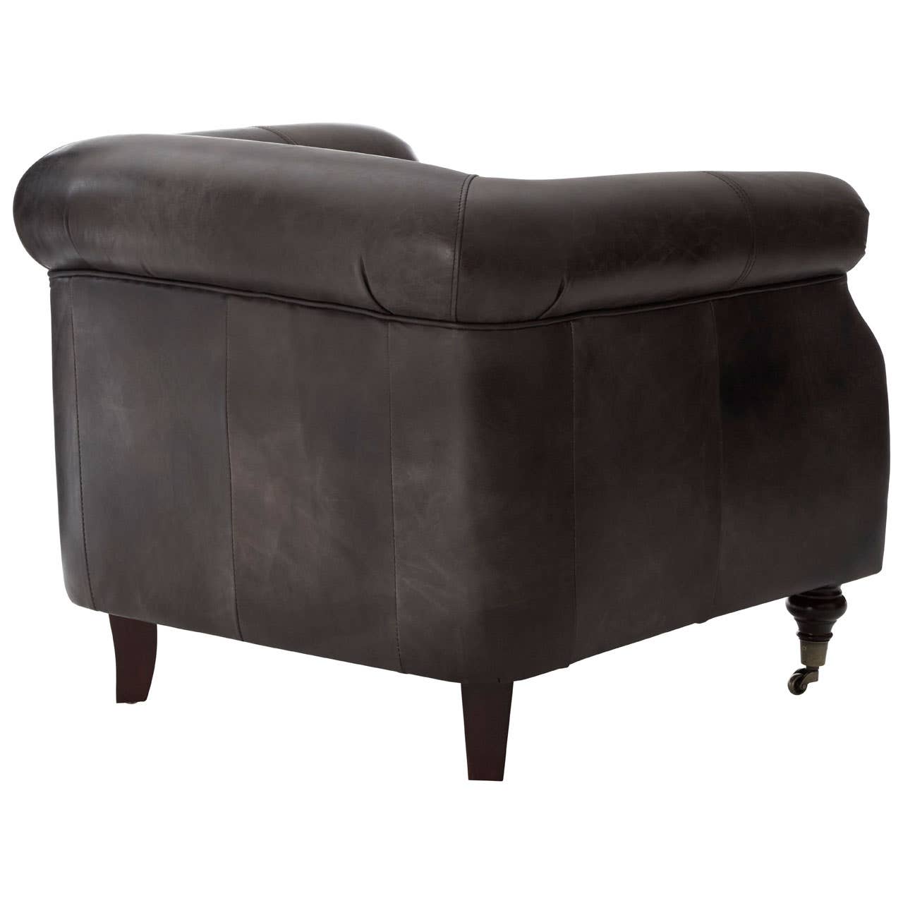 VICTOR GREY LEATHER WINGED ARMCHAIR