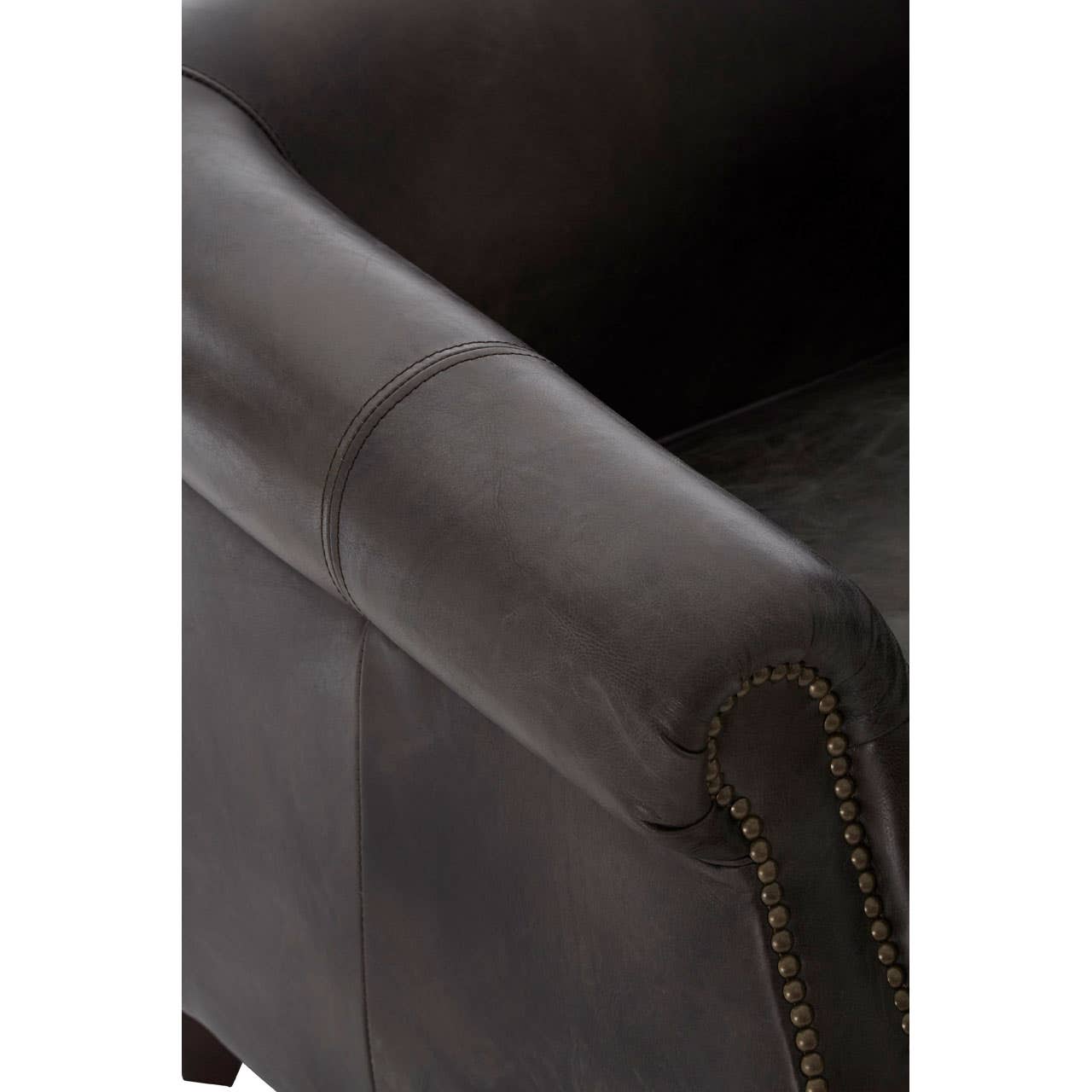 VICTOR GREY LEATHER WINGED ARMCHAIR