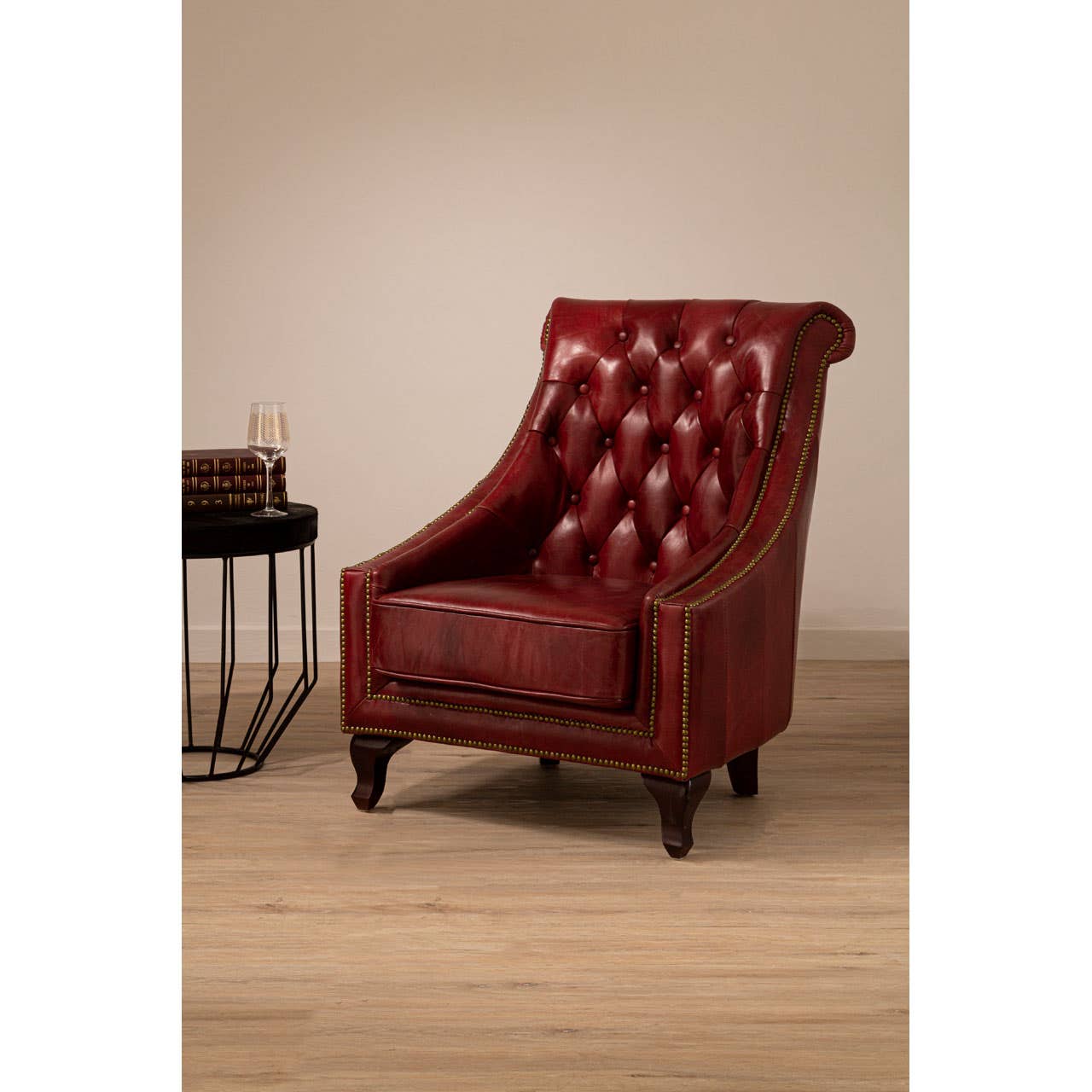 VICTOR RED LEATHER ARMCHAIR