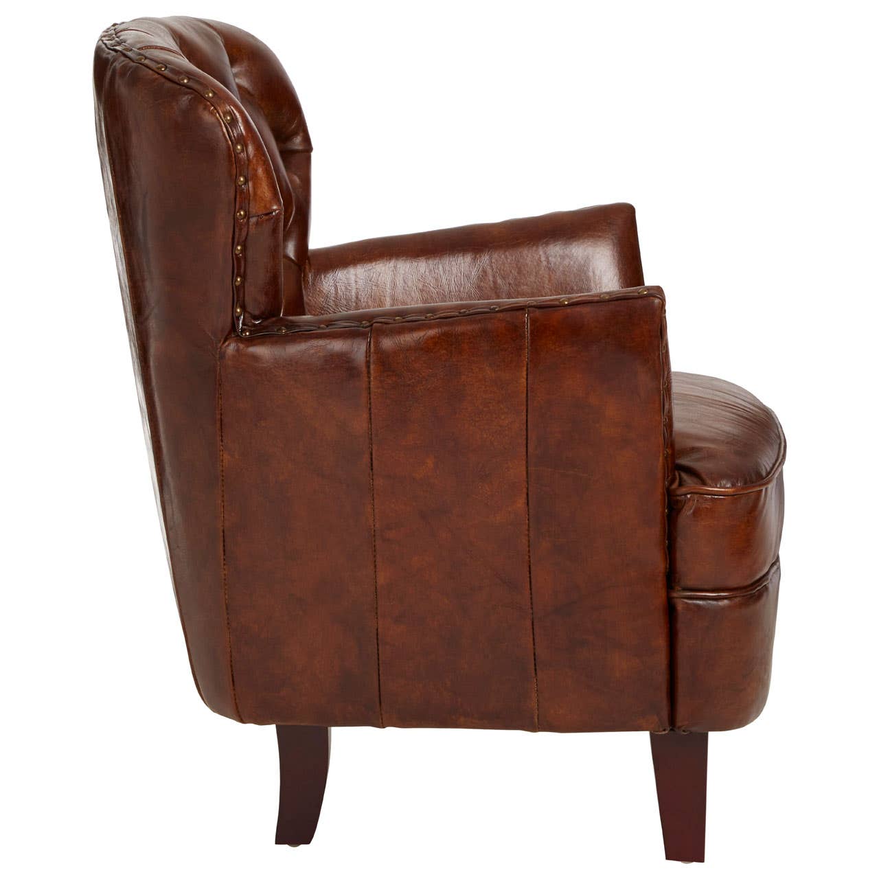 VICTOR MOCHA BROWN BUTTON BACK ARMCHAIR