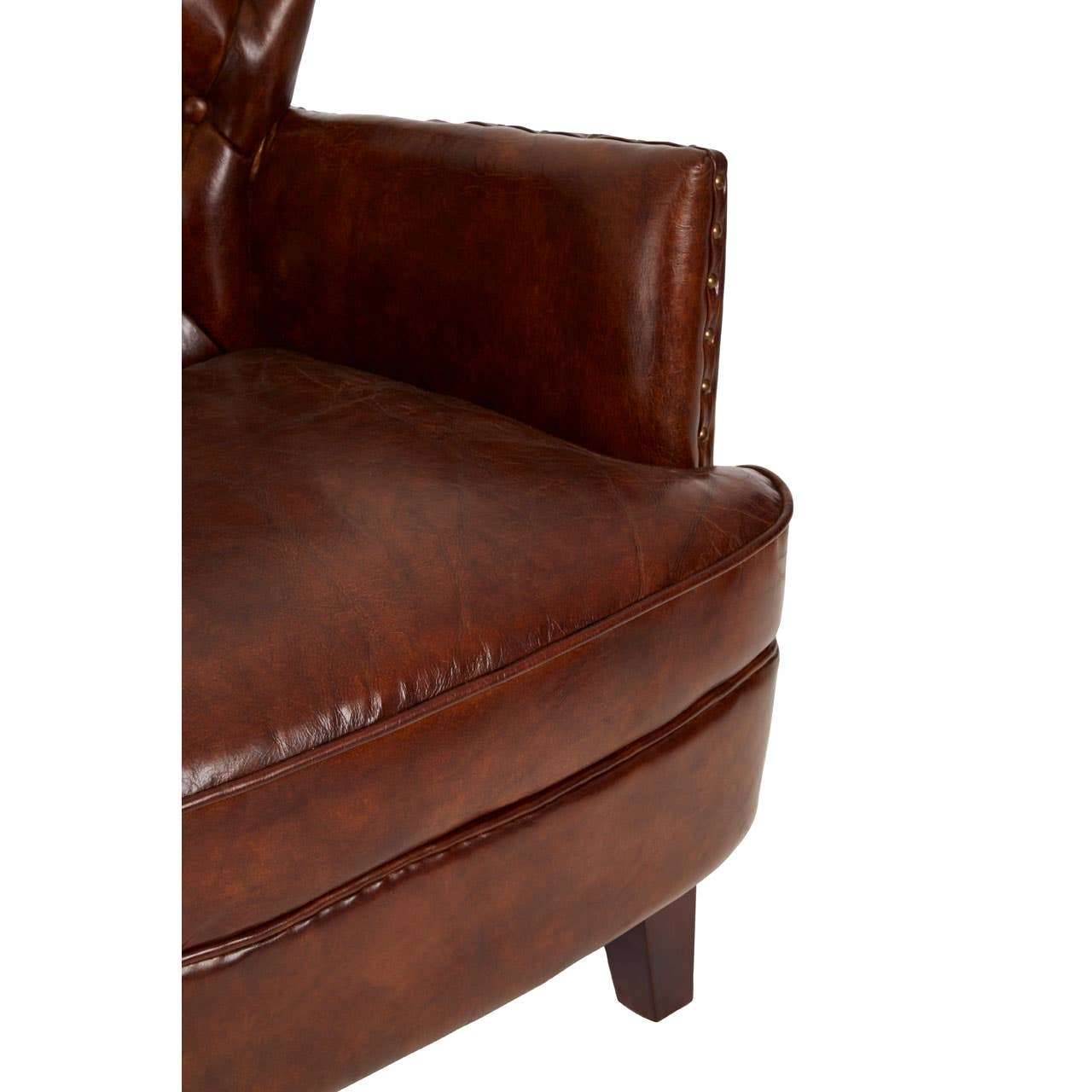 VICTOR MOCHA BROWN BUTTON BACK ARMCHAIR