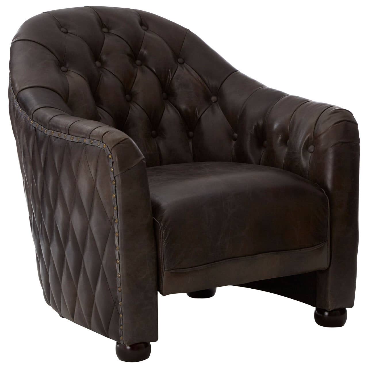 VICTOR GREY LEATHER CLASSIC ARMCHAIR