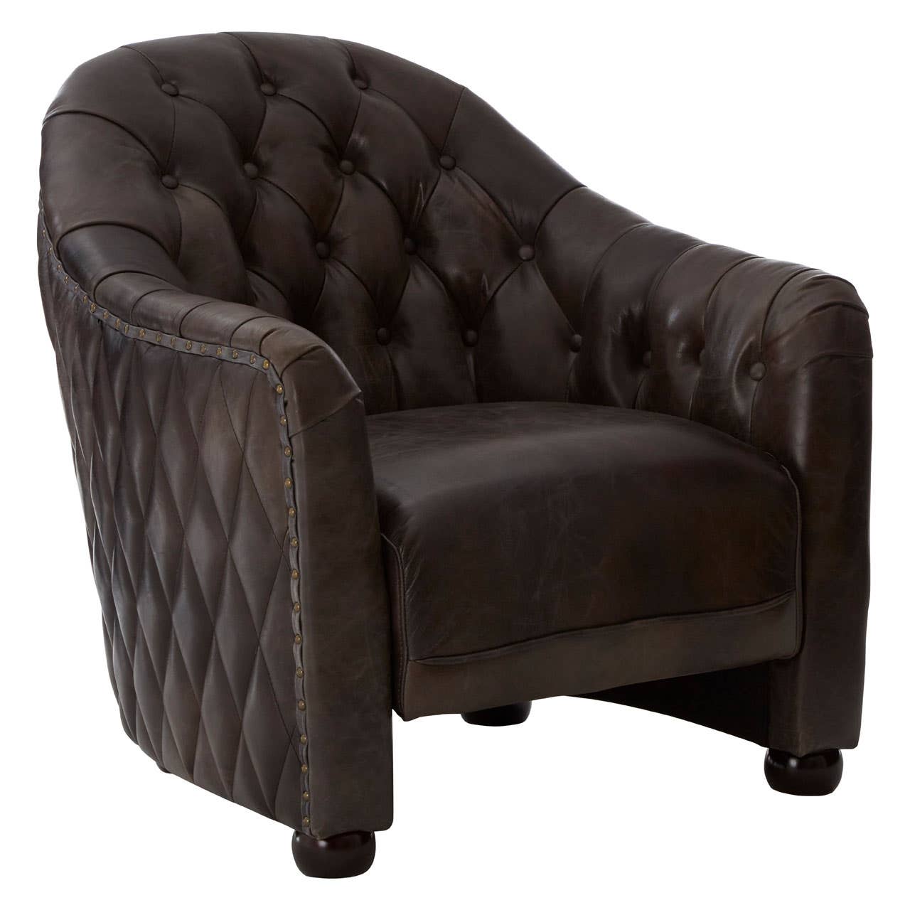 VICTOR GREY LEATHER CLASSIC ARMCHAIR
