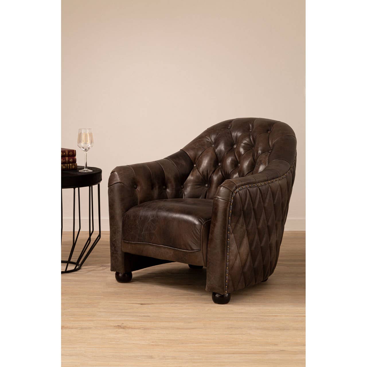 VICTOR GREY LEATHER CLASSIC ARMCHAIR