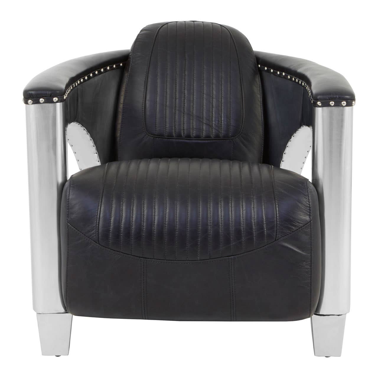 VICTOR BLACK LEATHER SOFA CHAIR