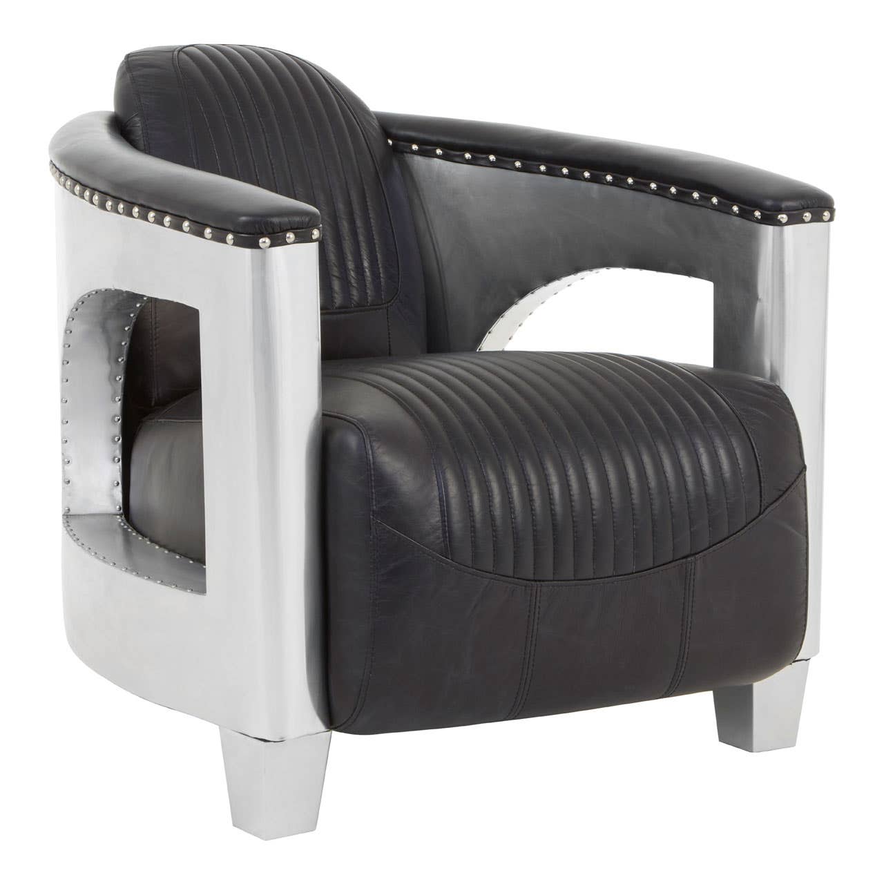 VICTOR BLACK LEATHER SOFA CHAIR