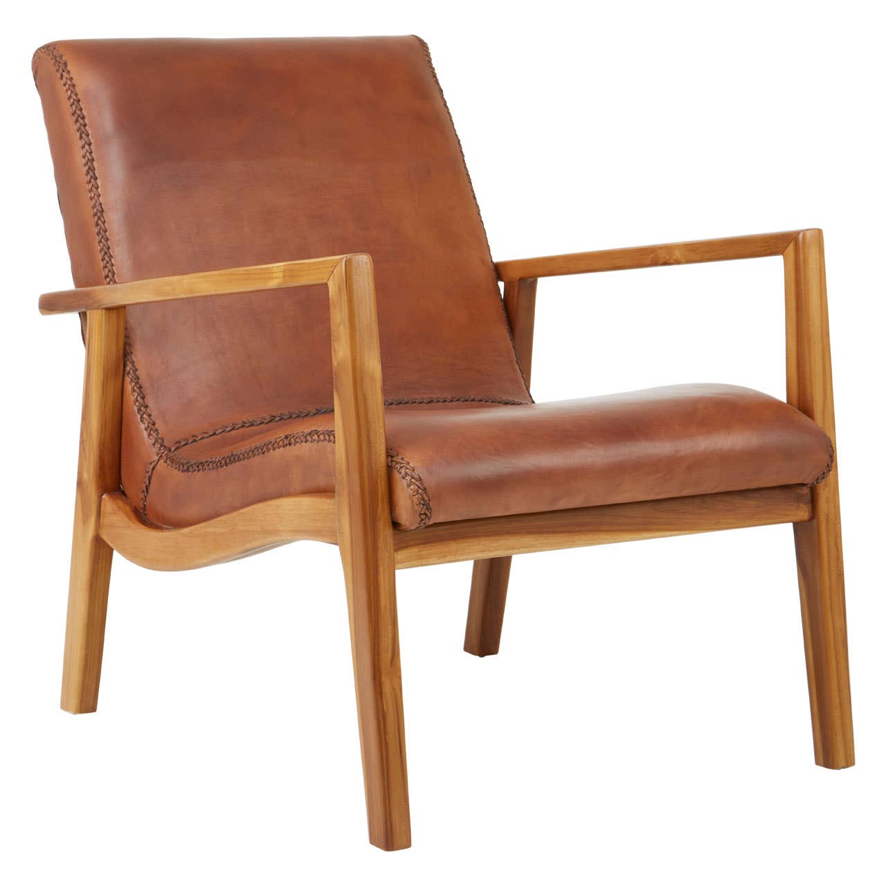 Kendari Brown Leather Curved Seat Chair
