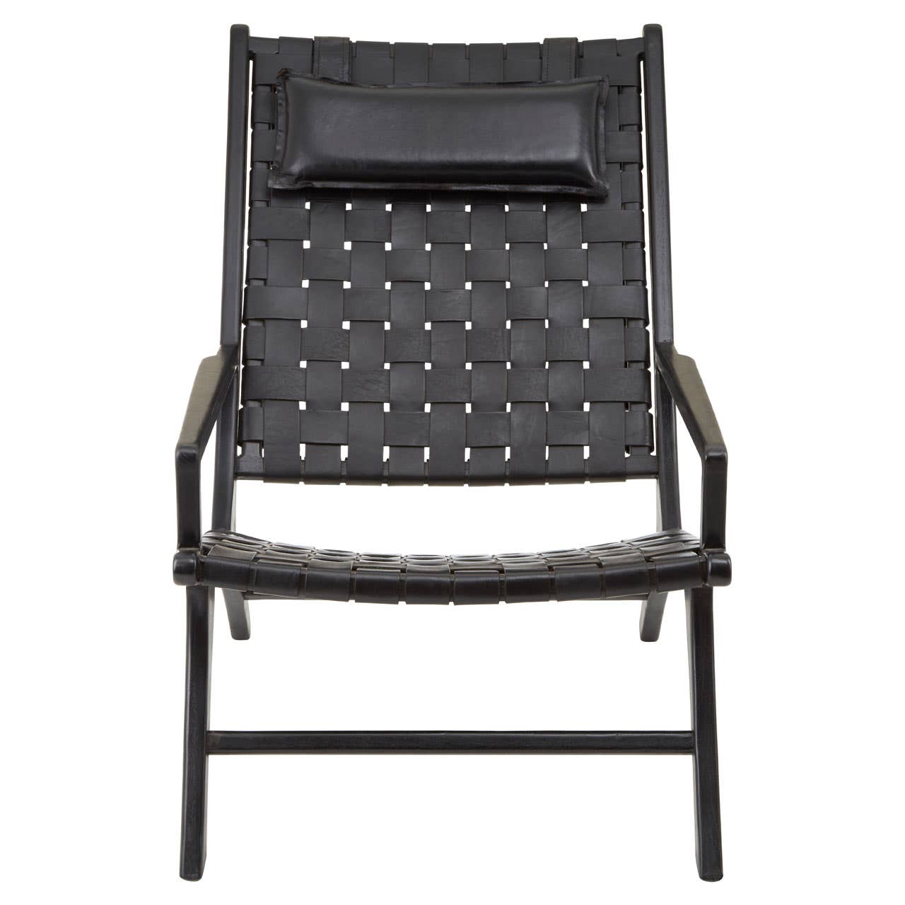 Kendari Black Leather Woven Chair