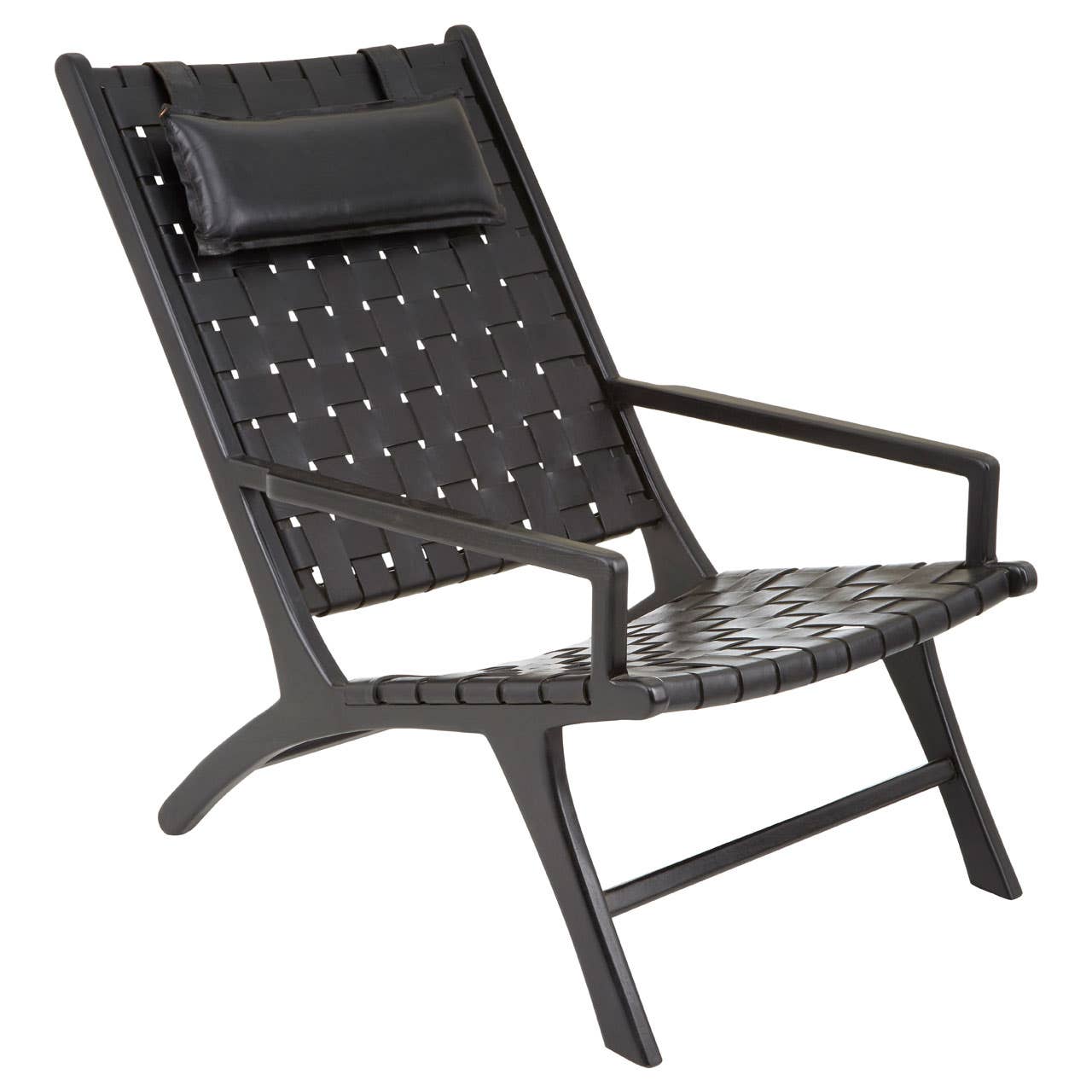 Kendari Black Leather Woven Chair