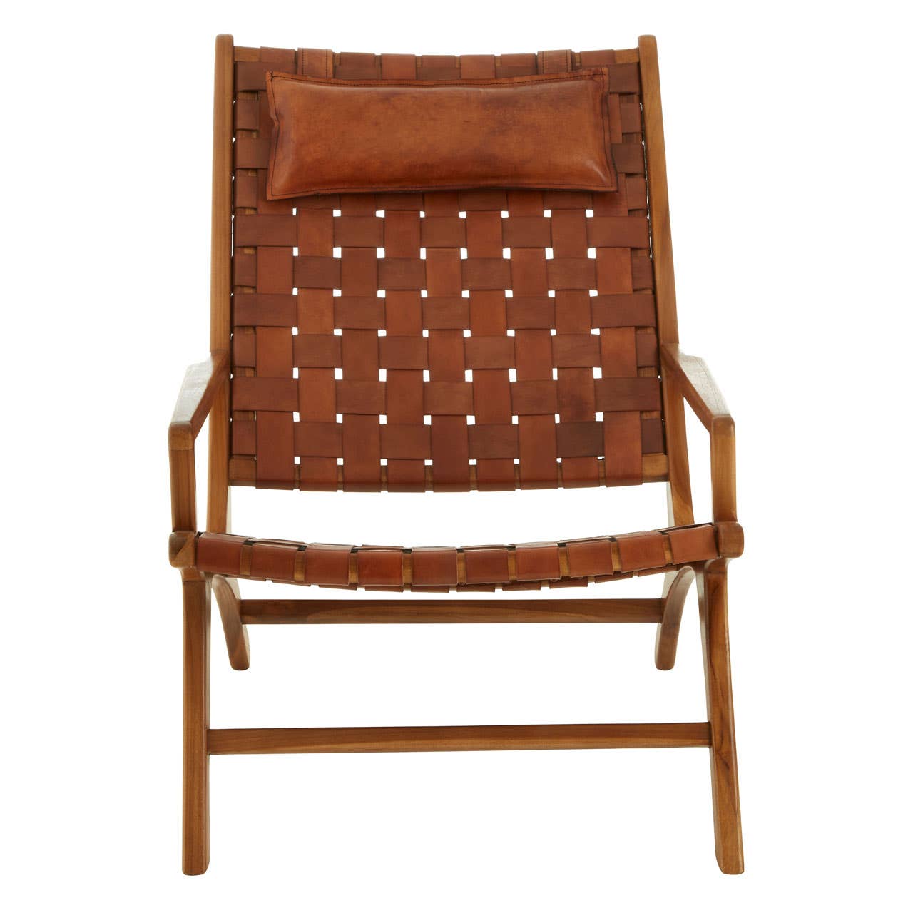 Kendari Teak Wood And Leather Chair