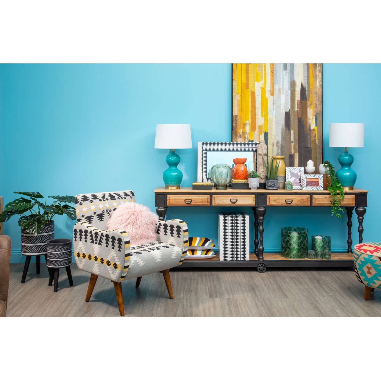 Cefena Chair With Multi-coloured Upholstery