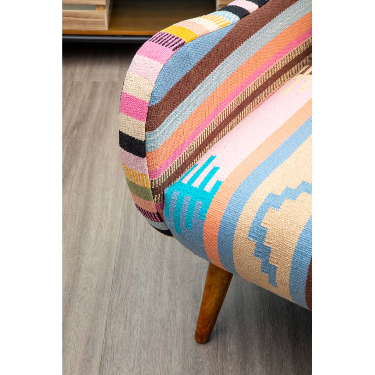 Cefena Multi-coloured Fabric Chair With Mango Wood Legs